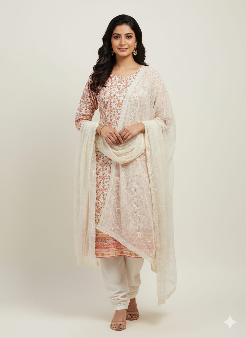 chickankari salwar suit with dupatta