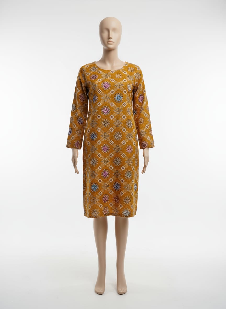 straight geometric print kurti